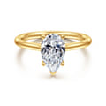 Azucena - 18K Yellow Gold Pear Shape Solitaire Diamond Engagement Ring