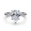 Azucena - 14K White Gold Pear Shape Solitaire Diamond Engagement Ring