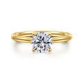 Azucena - 14K Yellow Gold Round Solitaire Diamond Engagement Ring
