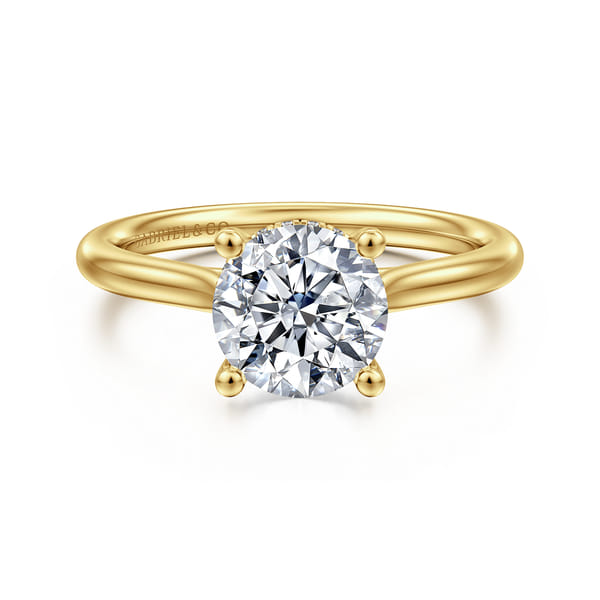 14K Yellow Gold Round Solitaire Diamond Engagement Ring