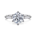 Brave - 14K White Gold 6 Prong Round Solitaire Diamond Engagement Ring