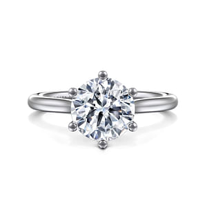 Brave - 14K White Gold Round Solitaire Diamond Engagement Ring