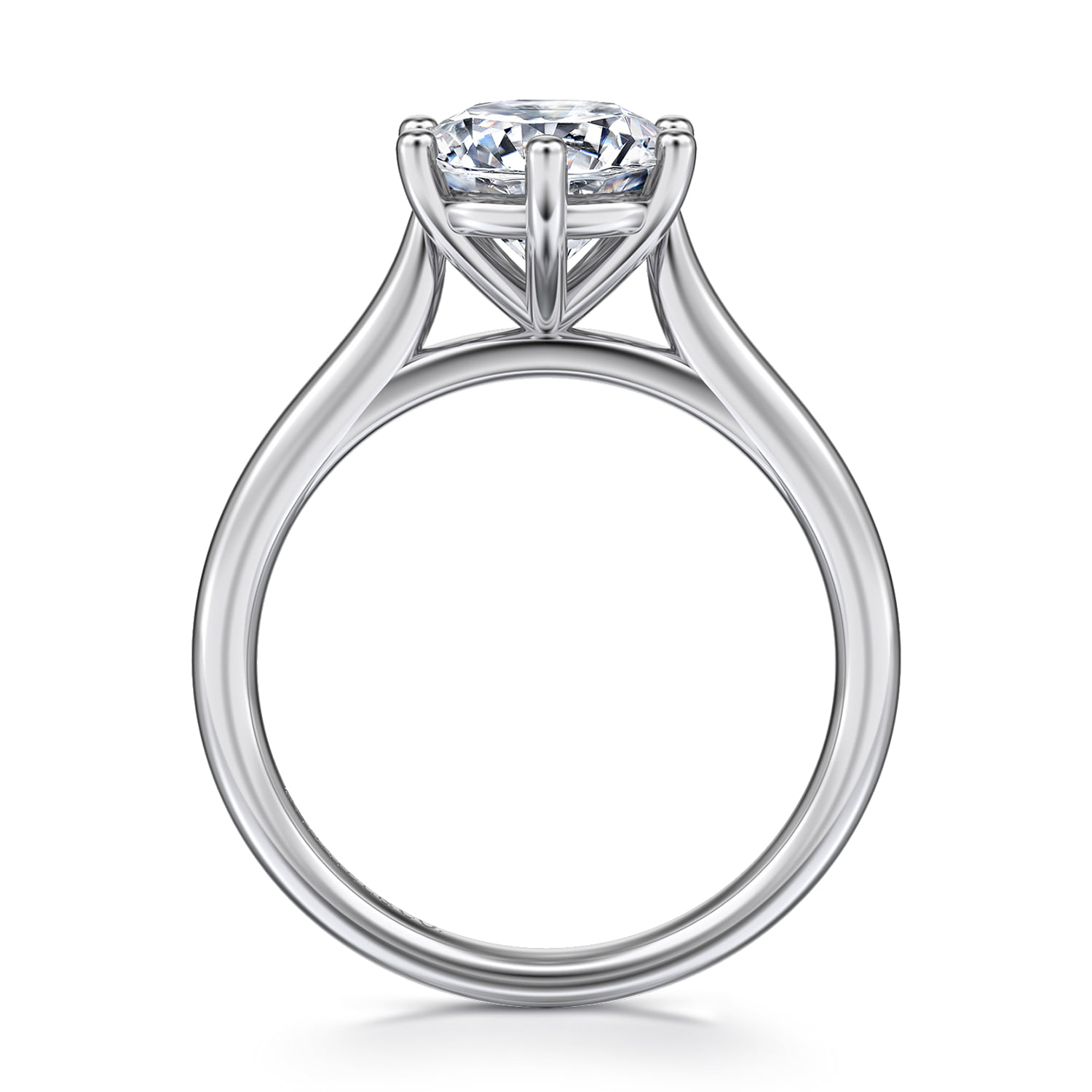 Round 6 Prong Solitaire Diamond Engagement Ring in 14K White Gold, photograph 2