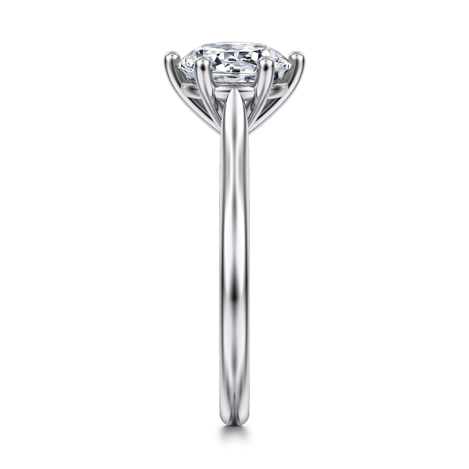 Round 6 Prong Solitaire Diamond Engagement Ring in 14K White Gold, photograph 5