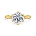 Brave - 14K Yellow Gold 6 Prong Round Solitaire Diamond Engagement Ring