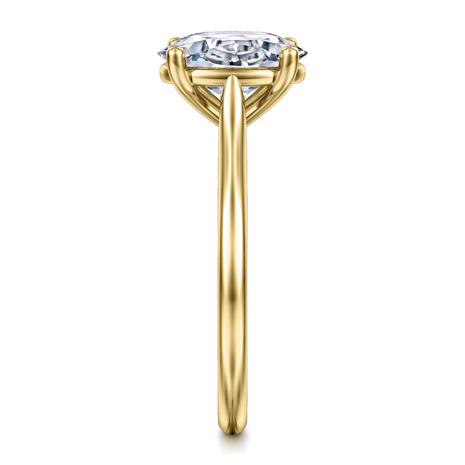 Oval Solitaire Diamond Engagement Ring in 14K Yellow Gold, photograph 5