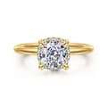 Bonnie - 14K Yellow Gold Cushion Hidden Halo Diamond Engagement Ring