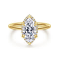Bonnie - 14K Yellow Gold Marquise Shape Hidden Halo Diamond Engagement Ring
