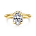 Bonnie - 14K Yellow Gold Oval Hidden Halo Diamond Engagement Ring