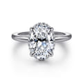 Bonnie - 14K White Gold Oval Hidden Halo Diamond Engagement Ring