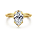 Bonnie - 14K Yellow Gold Pear Shape Hidden Halo Diamond Engagement Ring
