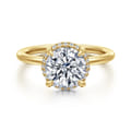 Bonnie - 14K Yellow Gold Round Hidden Halo Diamond Engagement Ring