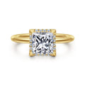 Bonnie - 14K Yellow Gold Princess Hidden Halo Diamond Engagement Ring