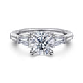 Acacia - 14K White Gold Round Three Stone Diamond Engagement Ring