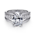 Faith - 14K White Gold Split Shank Oval Diamond Engagement Ring