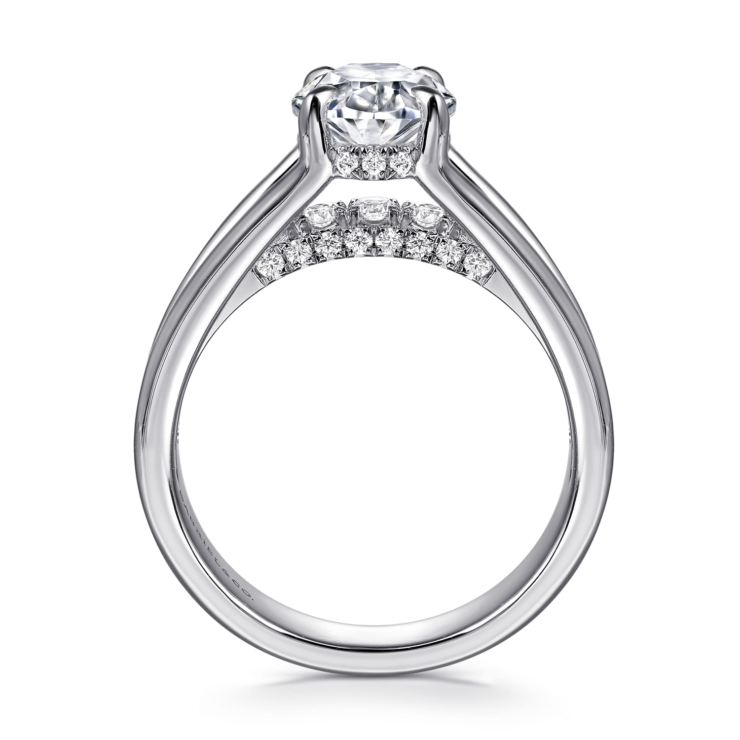Oval Split Foundation Diamond Engagement Ring in 14K White Gold, photograph 2