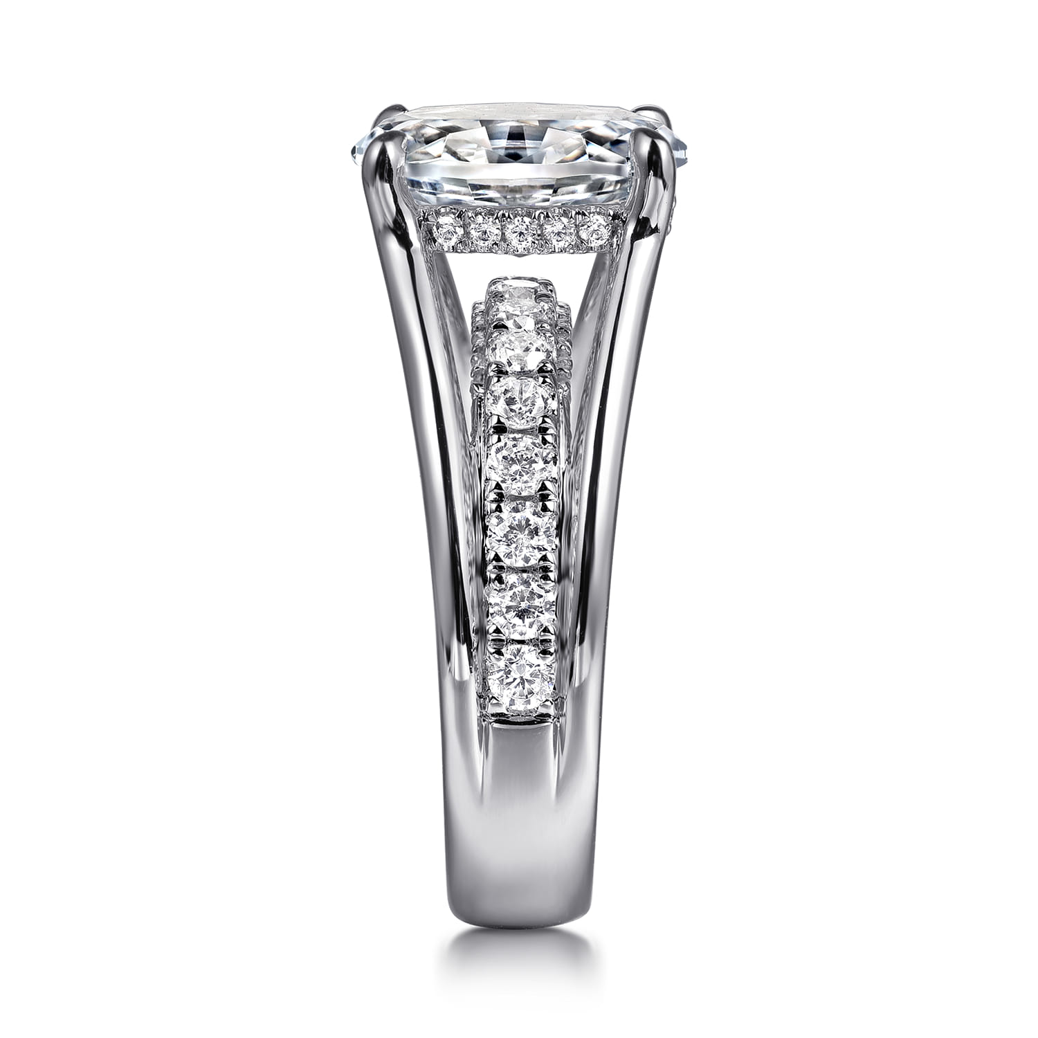 Oval Split Foundation Diamond Engagement Ring in 14K White Gold, photograph 5