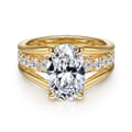 Faith - 14K Yellow Gold Split Shank Oval Diamond Engagement Ring