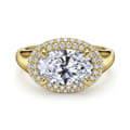 Fillipa - 14K Yellow Gold Oval Double Halo Diamond Engagement Ring
