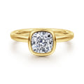 Linny - 14K Yellow Gold Cushion Cut Bezel Set Diamond Engagement Ring