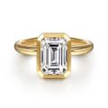 Linny - 14K Yellow Gold Emerald Cut Bezel Set Diamond Engagement Ring