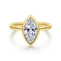 Linny - 14K Yellow Gold Marquise Shape Bezel Set Diamond Engagement Ring