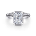 Linny - 14K White Gold Radiant Cut Bezel Set Diamond Engagement Ring