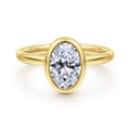 Linny - 14K Yellow Gold Oval Bezel Set Diamond Engagement Ring