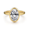 Linny - 14K Yellow Gold Oval Bezel Set Diamond Engagement Ring