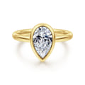 Linny - 14K Yellow Gold Pear Shape Bezel Set Diamond Engagement Ring