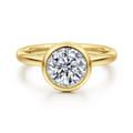 Linny - 14K Yellow Gold Round Bezel Set Diamond Engagement Ring
