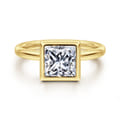 Linny - 14K Yellow Gold Princess Cut Bezel Set Diamond Engagement Ring