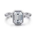Giovana - 14K White Gold Emerald Cut Bezel Set Diamond Engagement Ring