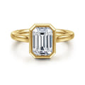 Giovana - 14K Yellow Gold Emerald Cut Bezel Set Diamond Engagement Ring