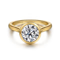 Giovana - 14K Yellow Gold Bezel Set Round Diamond Engagement Ring