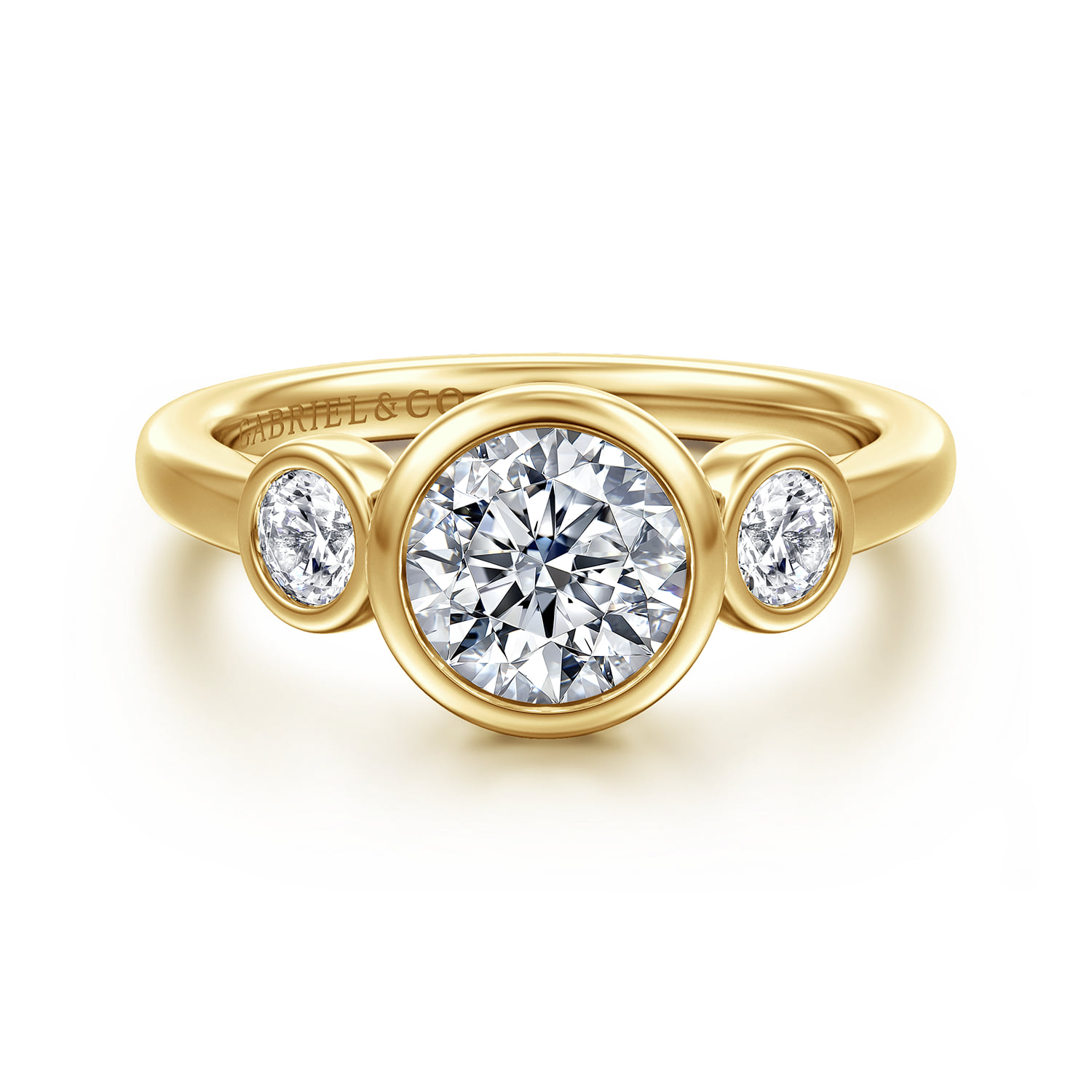 Three Stone Bezel Set Diamond Engagement Ring