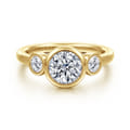 Henley - 14K Yellow Gold Round Three Stone Bezel Set Diamond Engagement Ring