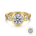 Henley - 14K Yellow Gold Round Three Stone Bezel Set Diamond Engagement Ring