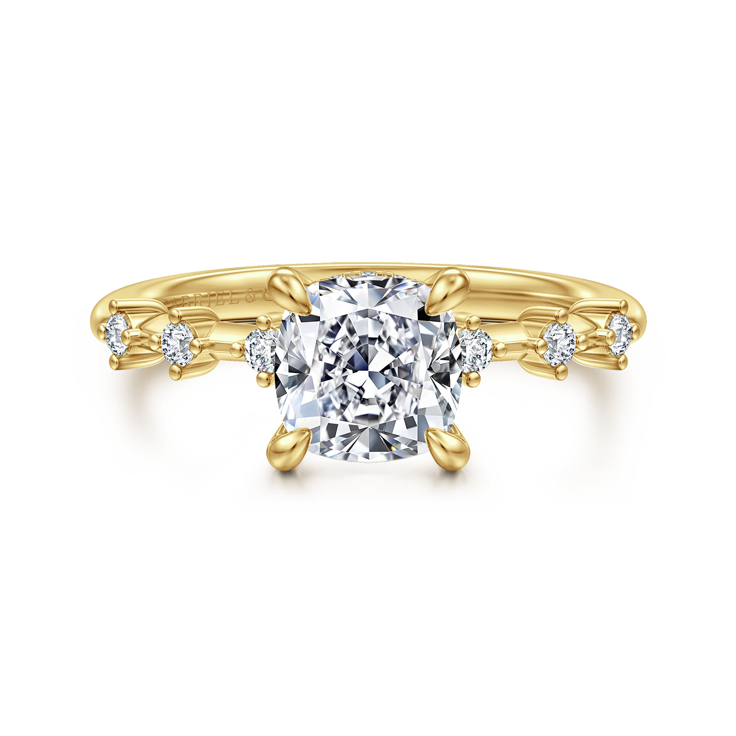 Cushion Diamond Engagement Ring in 14K Yellow Gold