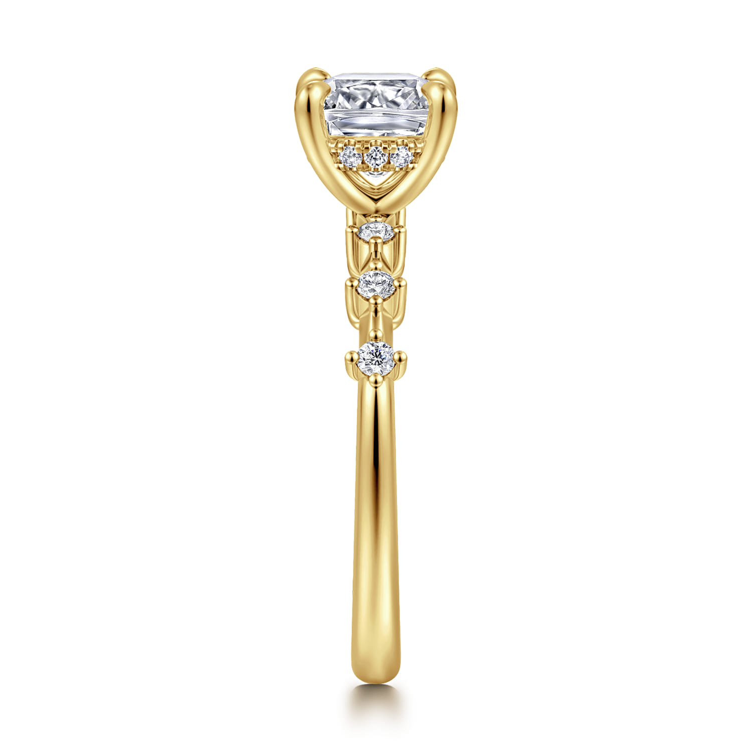 Cushion Diamond Engagement Ring in 14K Yellow Gold, photograph 4