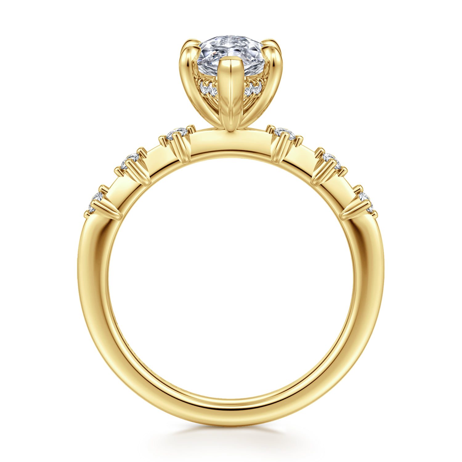 Marquise Diamond Engagement Ring in 14K Yellow Gold, photograph 2