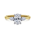 Adalia - 14K Yellow Gold Oval Three Stone Diamond Engagement Ring