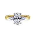 Adalia - 14K Yellow Gold Oval Three Stone Diamond Engagement Ring