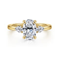 Adalia - 14K Yellow Gold Oval Three Stone Diamond Engagement Ring