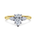 Adalia - 14K Yellow Gold Pear Shape Three Stone Diamond Engagement Ring