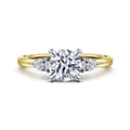 Adalia - 14K Yellow Gold Round Three Stone Diamond Engagement Ring