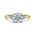 Adalia - 14K Yellow Gold Round Three Stone Diamond Engagement Ring