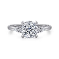 Adalia - 14K White Gold Round Three Stone Diamond Engagement Ring