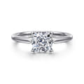Anushka - 14K White Gold Cushion Cut Solitaire Diamond Engagement Ring