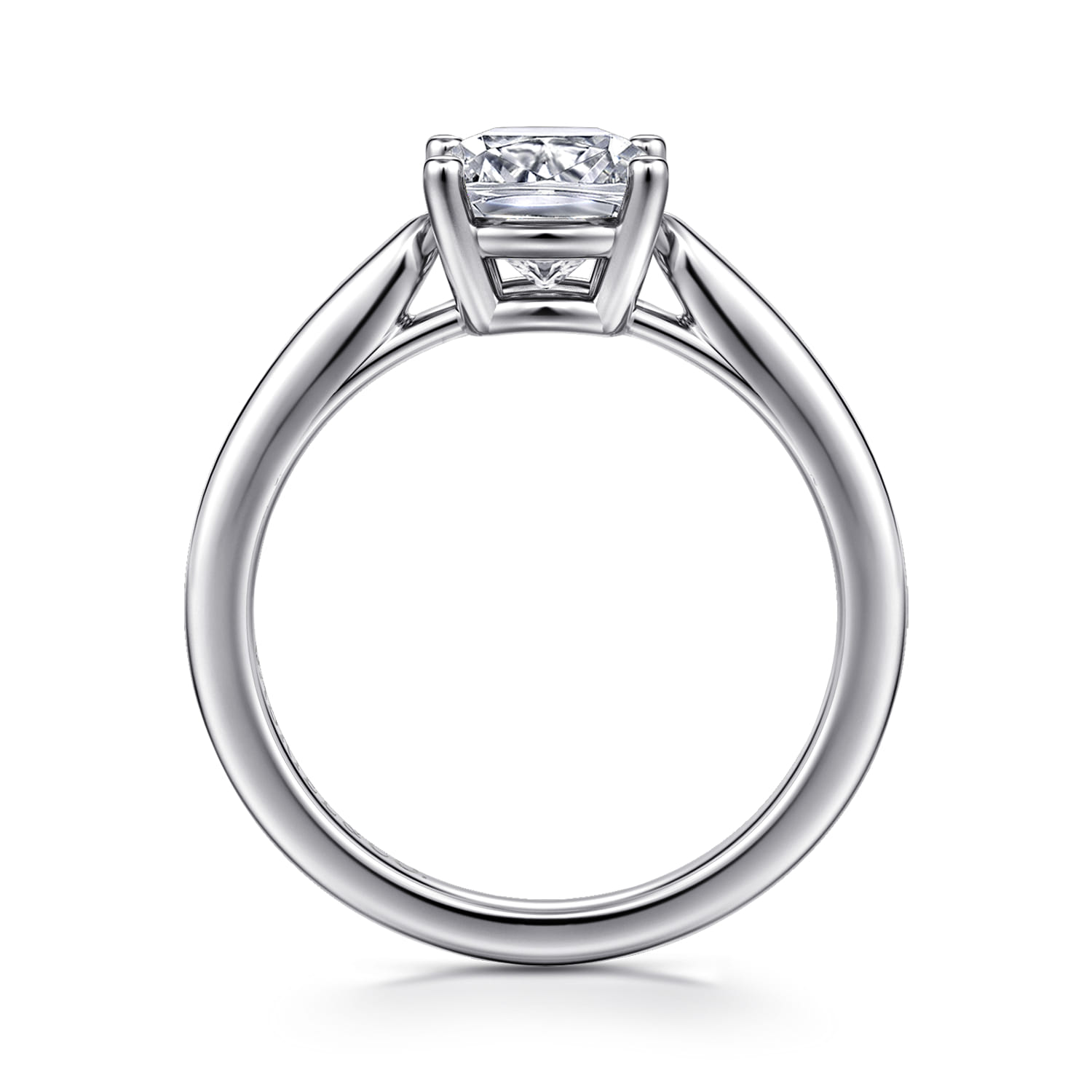 Cushion Solitaire Diamond Engagement Ring in 14K White Gold, photograph 2